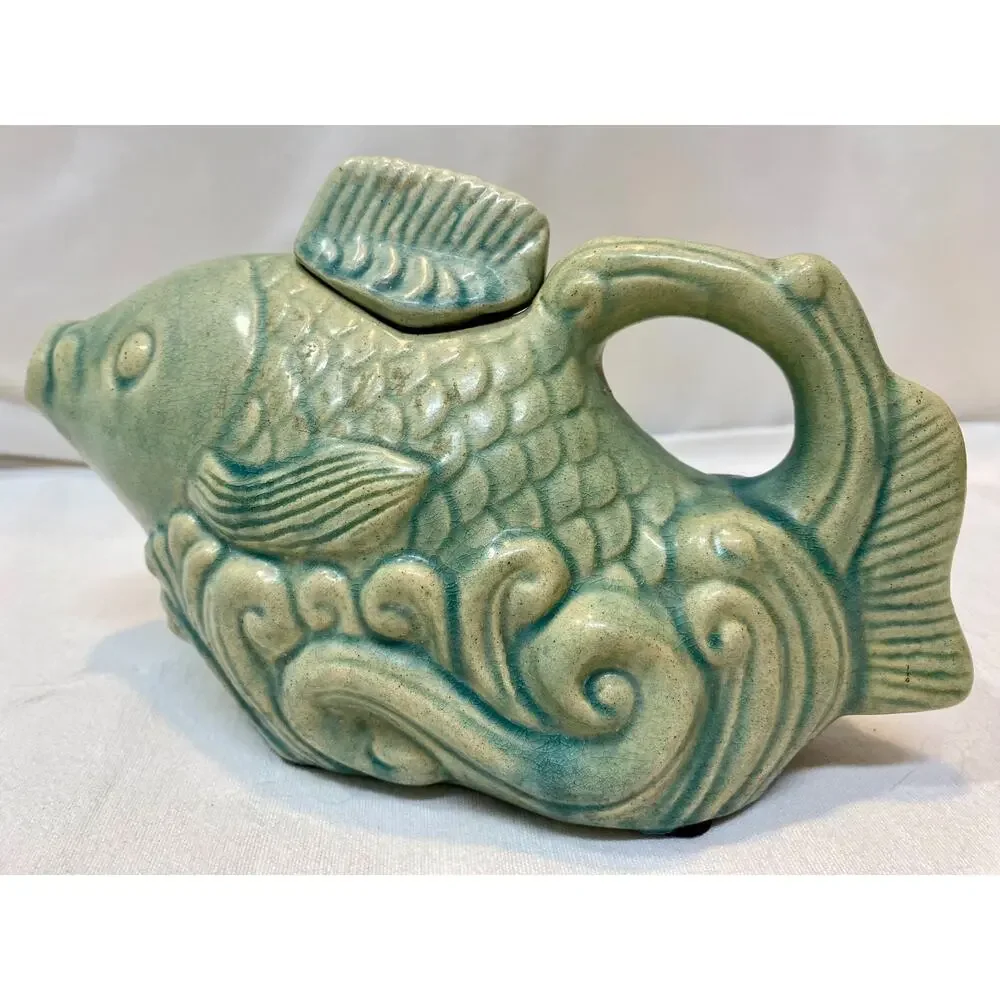 Andrea by Sadek Fish Teapot Vessel Celadon Mint Green